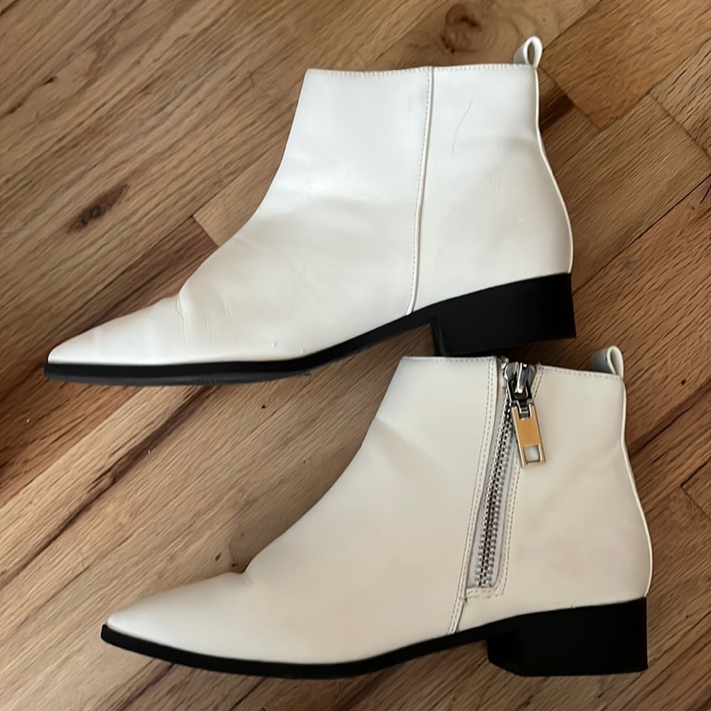 White Leather Flat Booties
